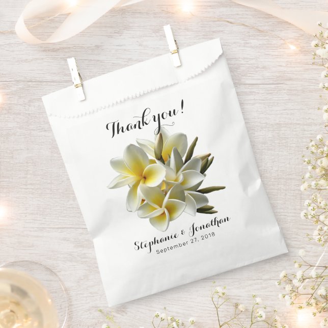 Yellow Plumeria Flowers Thank You Favour Bags (Clipped)