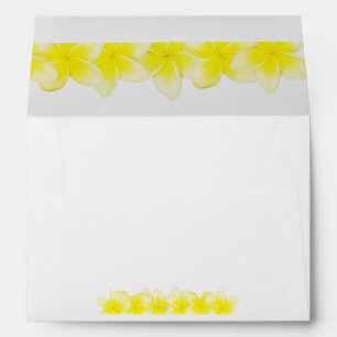 Yellow Plumeria Frangipani 5x7 Wedding Invitation Envelope