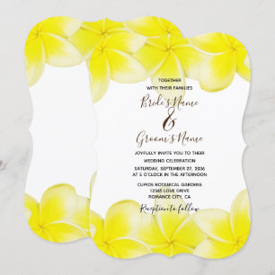 Yellow Plumeria Frangipani Wedding Invitations