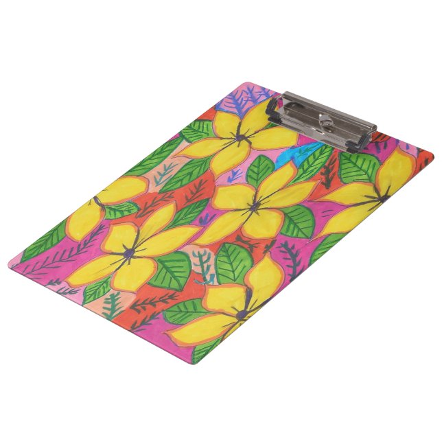 Yellow Plumeria Garden Clipboard (Angled)