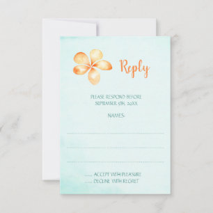 Yellow Plumeria Tropical Floral Wedding RSVP Card