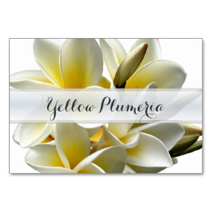 Yellow Plumeria Tropical Wedding Table Name Cards