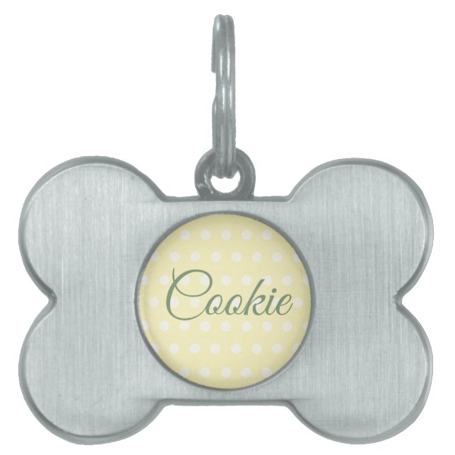 Yellow Poka Dots Pet ID Tag (Front)