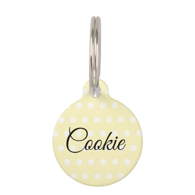Yellow Poka Dots Pet Tag (Front)