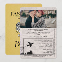 Yellow Poland Passport Wedding Invitation