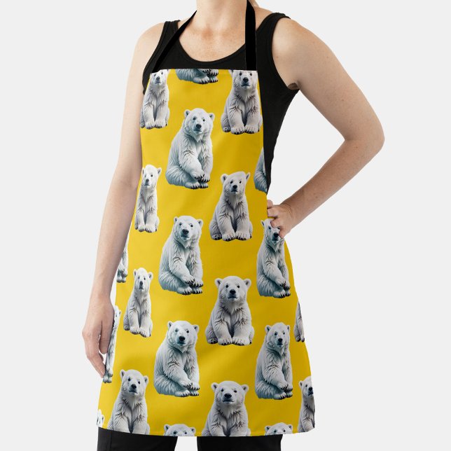 Yellow Polar Bear Pattern Design  Apron (Creator Uploaded)
