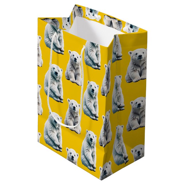 Yellow Polar Bear Pattern Design  Medium Gift Bag (Creator Uploaded)