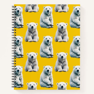 Yellow Polar Bear Pattern Design  Notebook