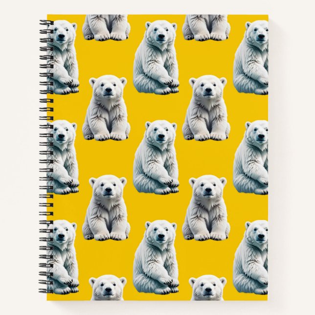 Yellow Polar Bear Pattern Design  Notebook (Front)