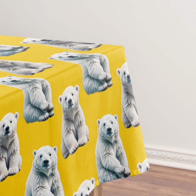 Yellow Polar Bear Pattern Design  Tablecloth (Creator Uploaded)