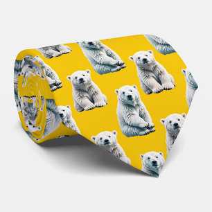 Yellow Polar Bear Pattern Design  Tie
