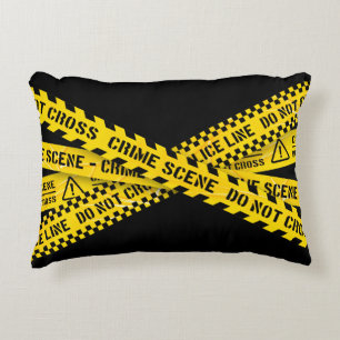 Yellow police tapes decorative cushion