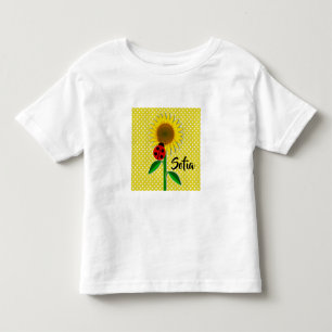 Yellow Polka Dot and Sunflowers Baby Girl T-Shirt