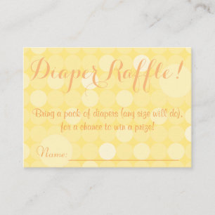 Yellow Polka Dot Baby Shower Diaper Raffle Tickets Enclosure Card