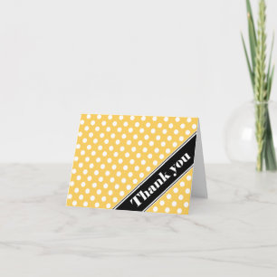 Yellow Polka Dot Black Stripe Thank You Cards