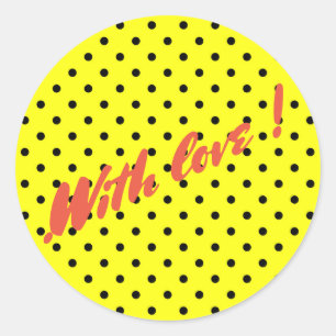 Yellow polka dot classic round sticker