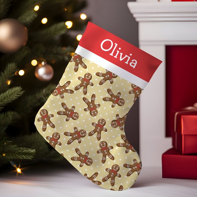 Yellow Polka Dot Gingerbread Man Small Christmas Stocking (Creator Uploaded)