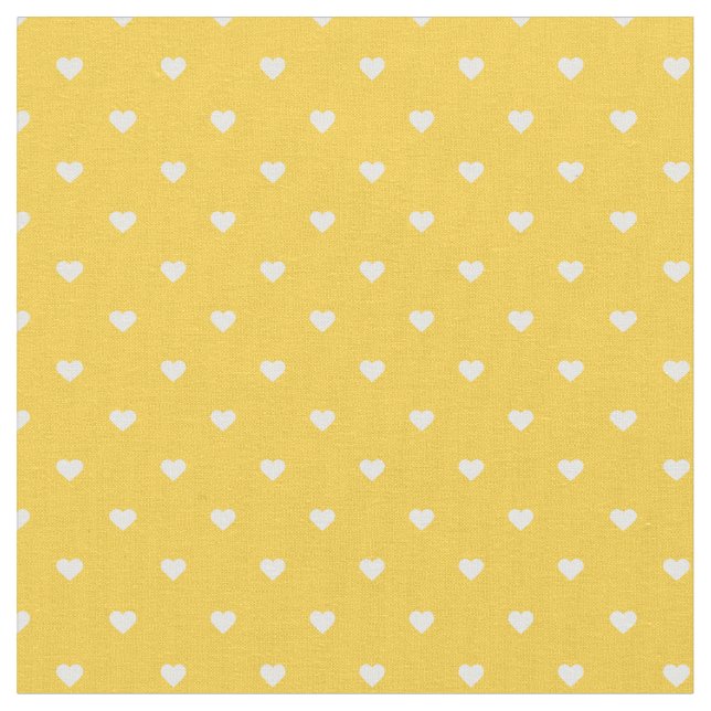 Yellow Polka Dot Hearts Fabric (Close Up)