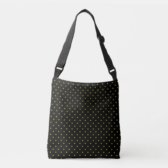 Yellow Polka Dot on Black Tote (Front)