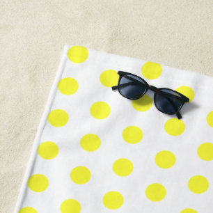 Yellow Polka Dots Beach Towel
