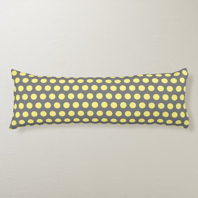 Yellow Polka Dots Grey Grey Custom Colours Cool Body Cushion (Front)