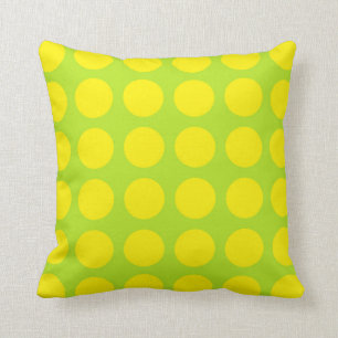 Yellow Polka Dots Lime Green Cushion