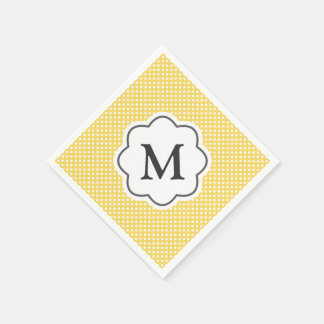 Yellow Polka Dots Monogram Napkins