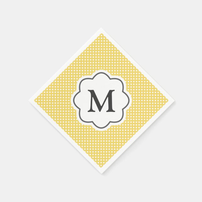 Yellow Polka Dots Monogram Napkins (Corner)