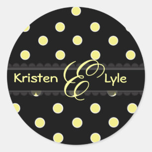 Yellow polka dots monogram stickers