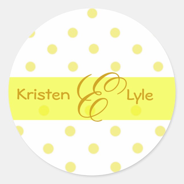 Yellow polka dots monogram stickers (Front)