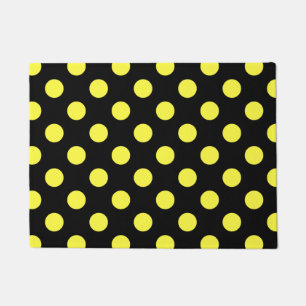Yellow polka dots on black backgound doormat