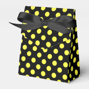 Yellow polka dots on black backgound favour box