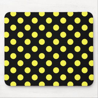 Yellow polka dots on black backgound mouse pad