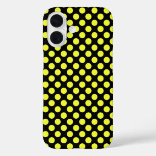 Yellow Polka Dots On Black iPhone 16 Case