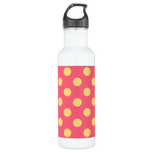 Yellow polka dots on coral 710 ml water bottle