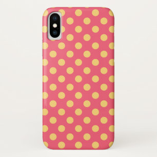 Yellow polka dots on coral Case-Mate iPhone case
