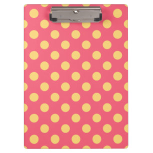 Yellow polka dots on coral clipboard