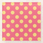 Yellow polka dots on coral glass coaster<br><div class="desc">Yellow polka dots on coral</div>