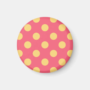 Yellow polka dots on coral magnet