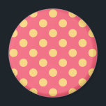 Yellow polka dots on coral magnet<br><div class="desc">Yellow polka dots on coral</div>