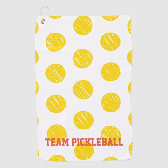 Yellow Polka Dots Orange Team Pickleball Sports Golf Towel (Front)