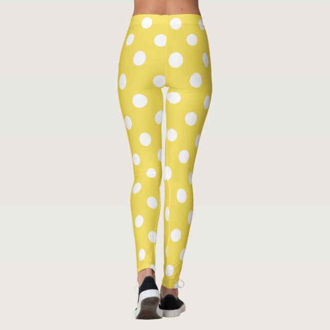 Yellow Polka Dots Pattern Leggings (Back)