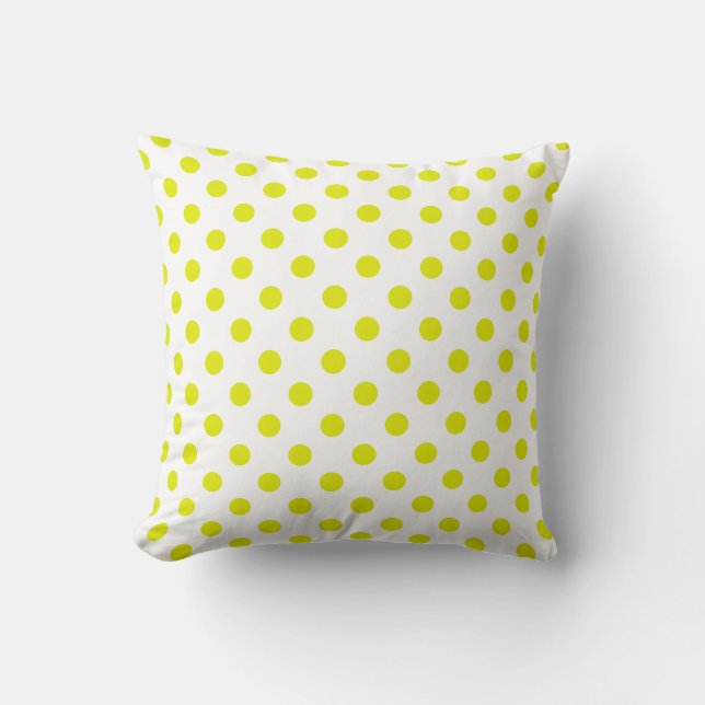 Yellow Polka Dots Pattern on White Background Cushion (Front)