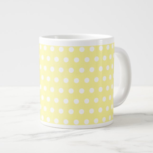 Yellow polka dots pattern. Spotty. Large Coffee Mug (Front Right)