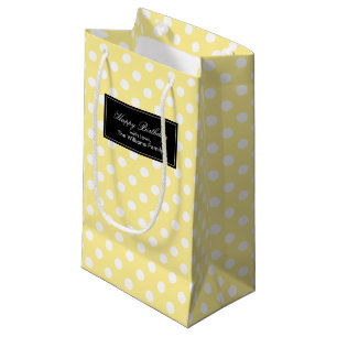 Yellow Polka Dots Personalised Small Gift Bag