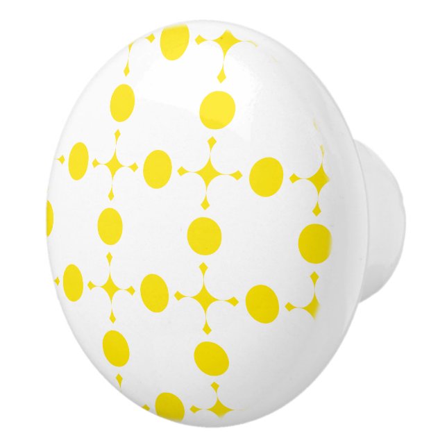Yellow Polka Dots, Polka Dot Pattern, Dots, Dotted Ceramic Knob (Right)