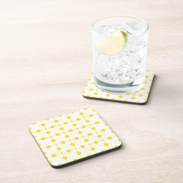 Yellow Polka Dots, Polka Dot Pattern, Dots, Dotted Coaster (Right Side)