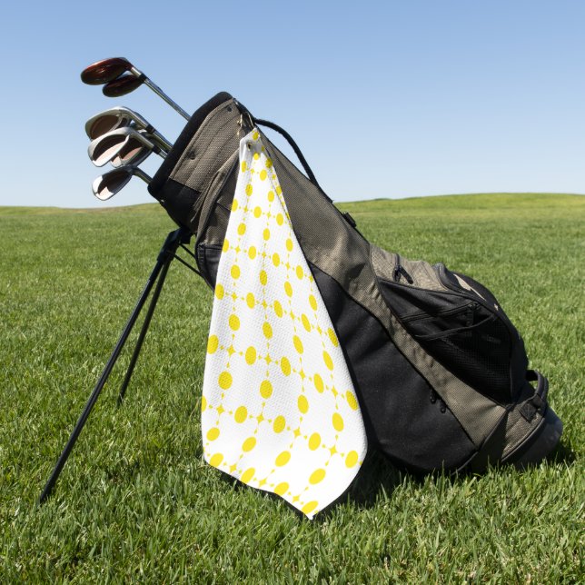 Yellow Polka Dots, Polka Dot Pattern, Dots, Dotted Golf Towel (Green)
