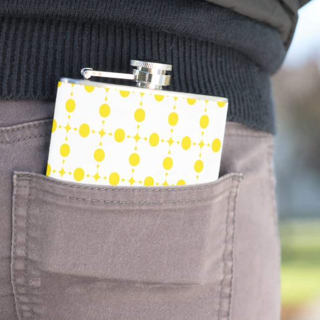 Yellow Polka Dots, Polka Dot Pattern, Dots, Dotted Hip Flask (In Situ)