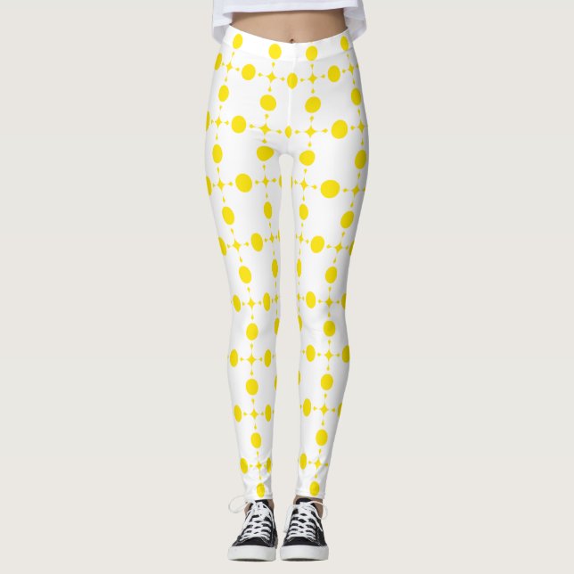 Yellow Polka Dots, Polka Dot Pattern, Dots, Dotted Leggings (Front)